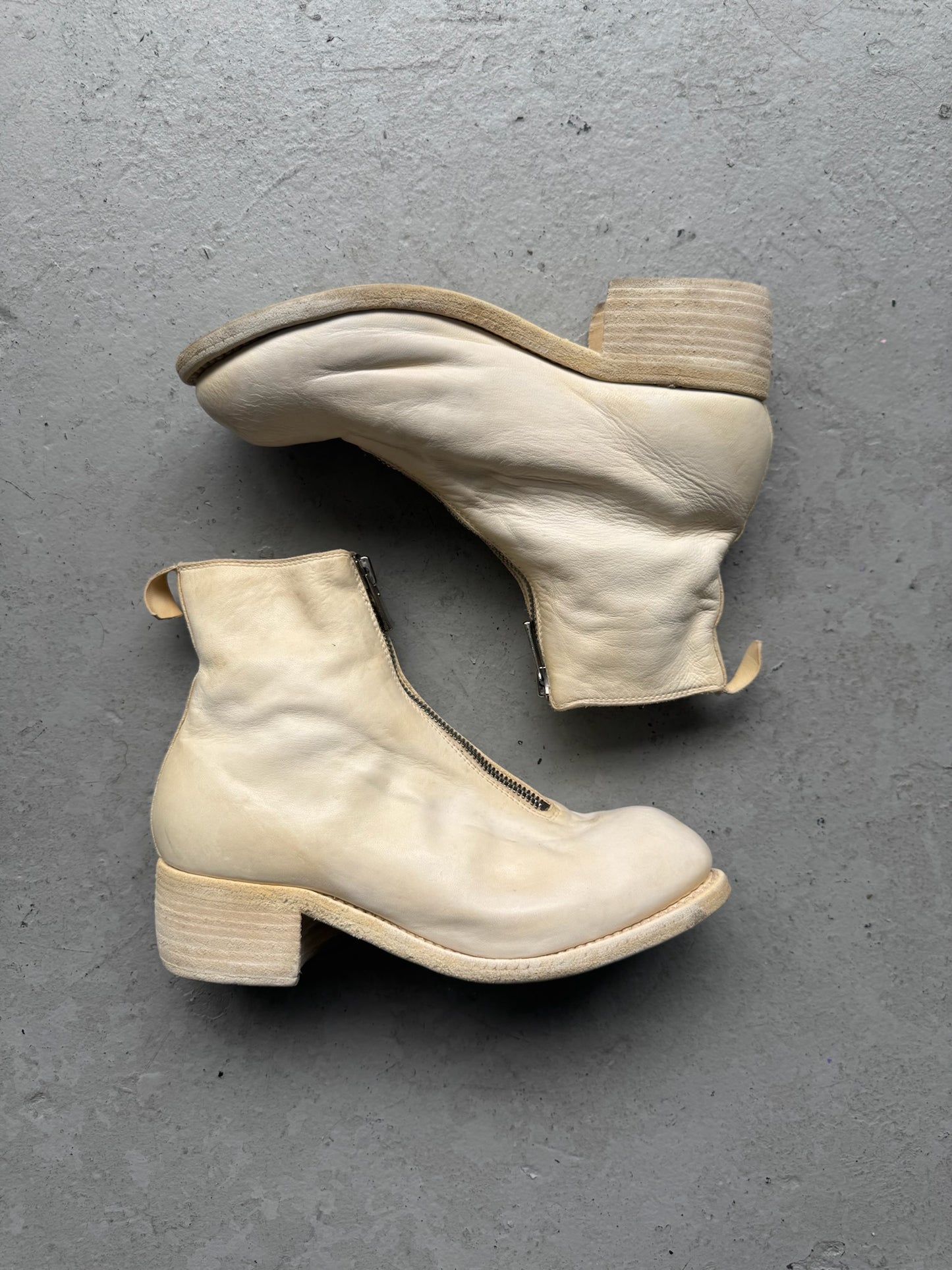 Guidi PL1 Front Zip White Soft Horse Leather Boots (37.5)