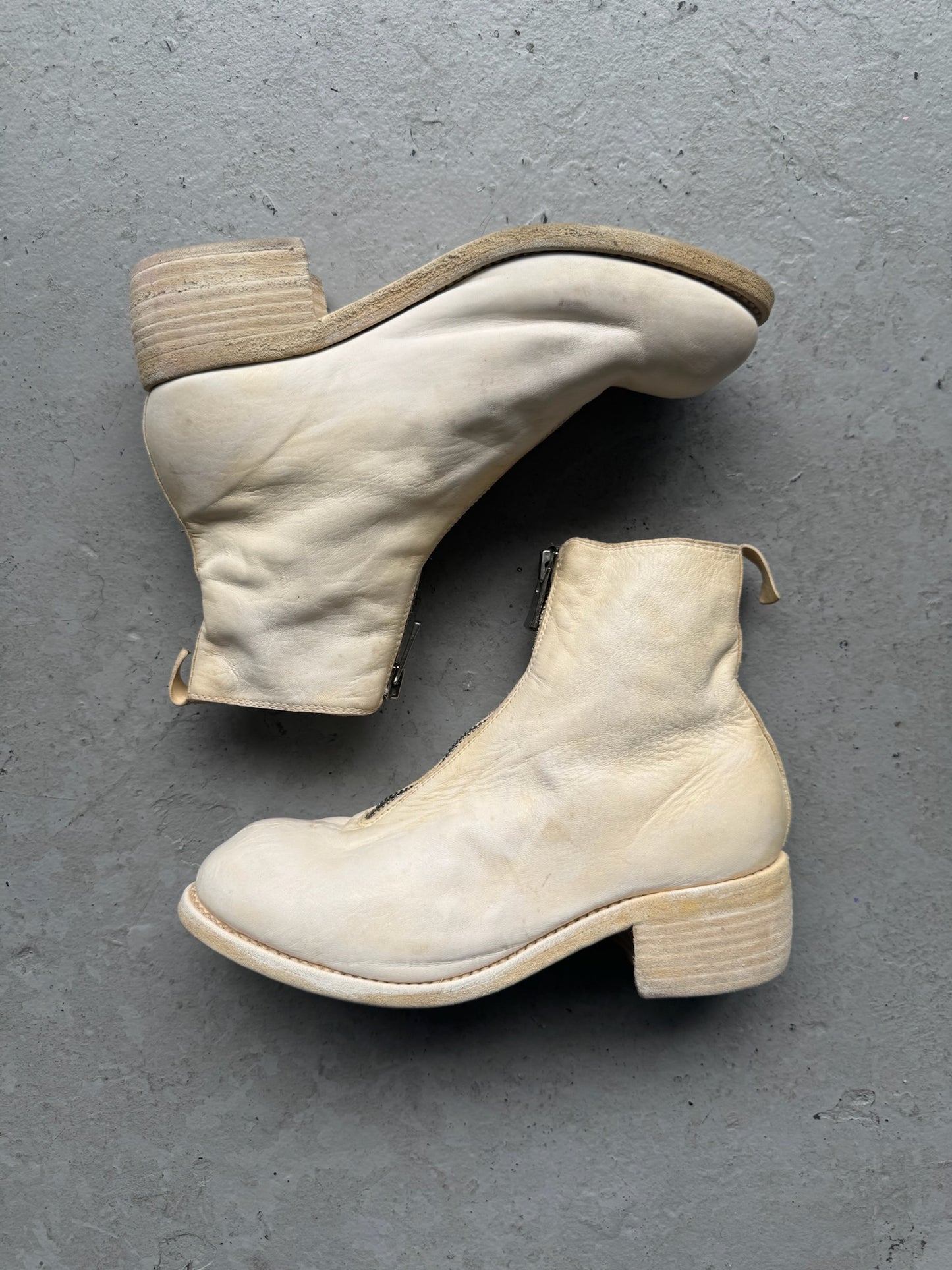Guidi PL1 Front Zip White Soft Horse Leather Boots (37.5)