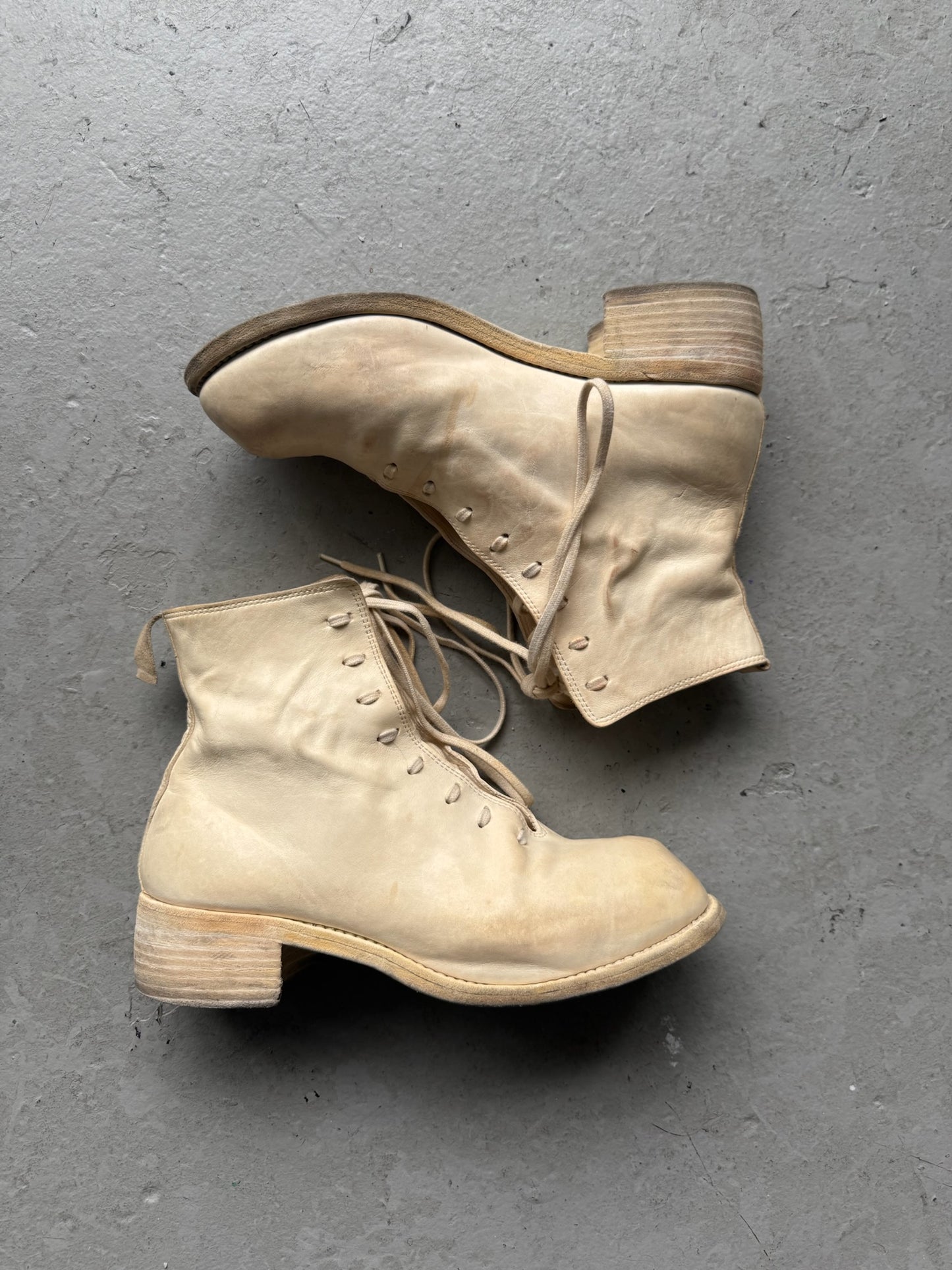 Guidi PL11L White Laced Horse Leather Boots (38)