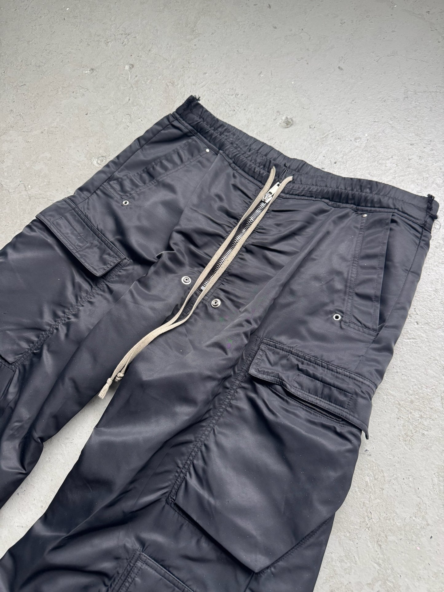 Rick Owens DRKSHDW Black Cargo Nylon Bela Pants (XL)