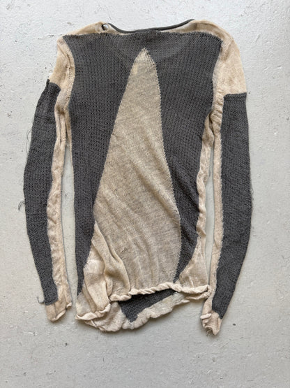 Helmut Lang Grey and White Mesh Long Sleeve (S)