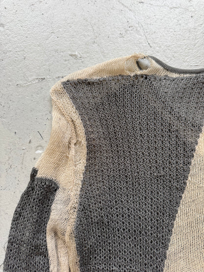 Helmut Lang Grey and White Mesh Long Sleeve (S)
