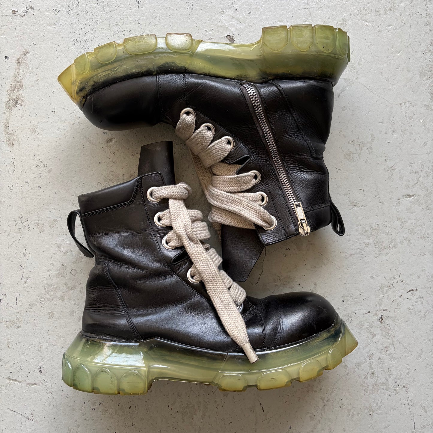 Rick Owens Jumbolaced Lace Up Bozo Tractor Boots (45)