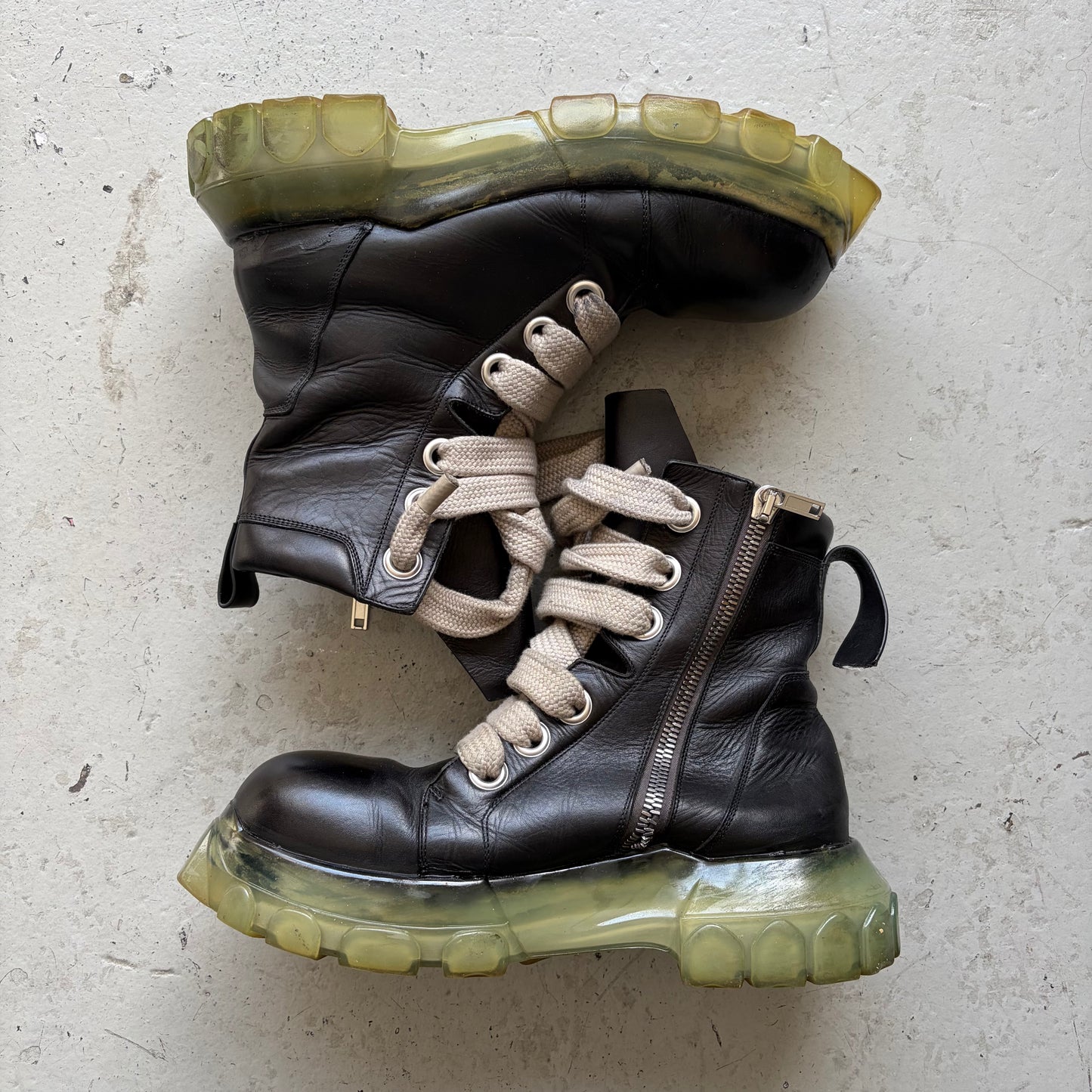 Rick Owens Jumbolaced Lace Up Bozo Tractor Boots (45)