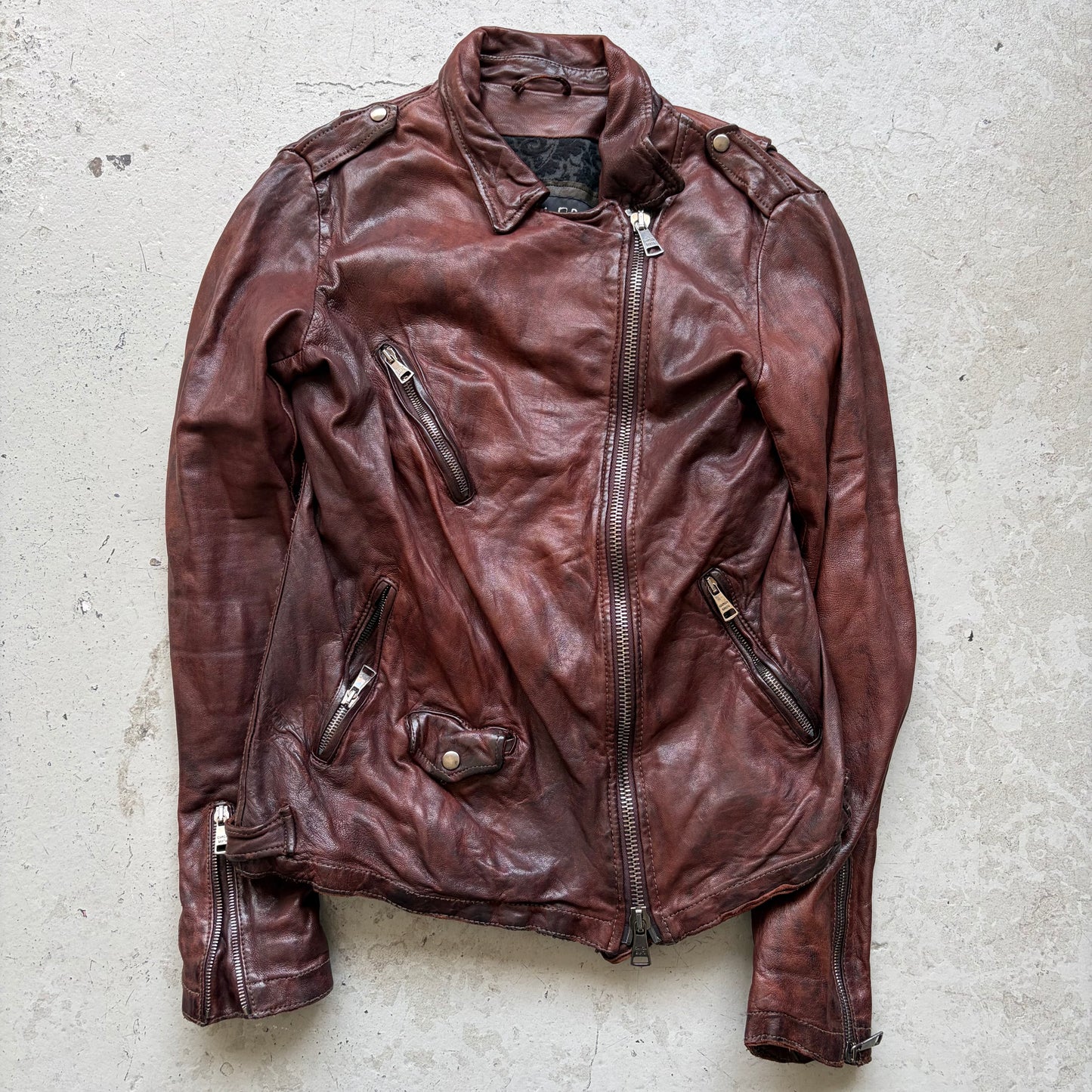 Giorgio Brato Brown Asymmetrical Leather Jacket (42)