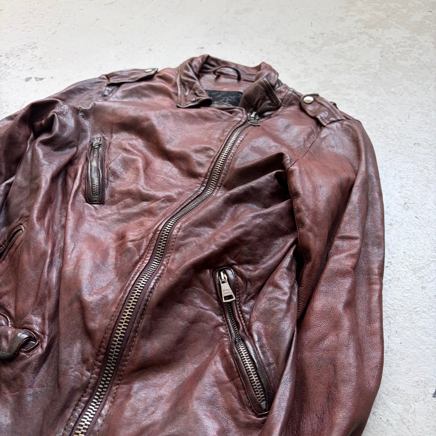 Giorgio Brato Brown Asymmetrical Leather Jacket (42)