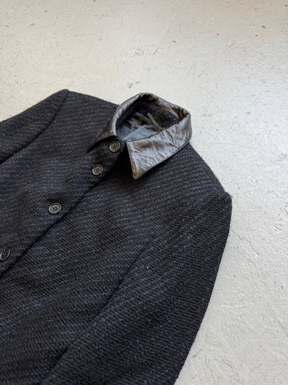 Helmut Lang AW01 Leather Collar Tweed Jacket (44)