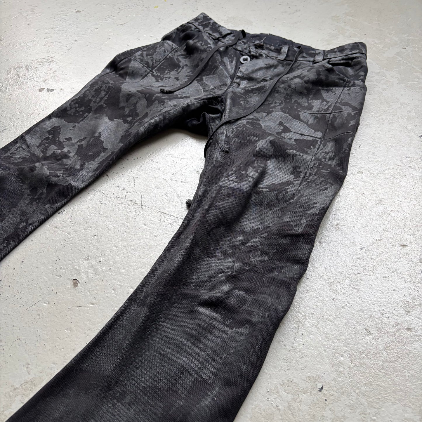 Boris Bidjan Saberi AW14 Cotton Black Object Dyed Waxed Bottoms (M)