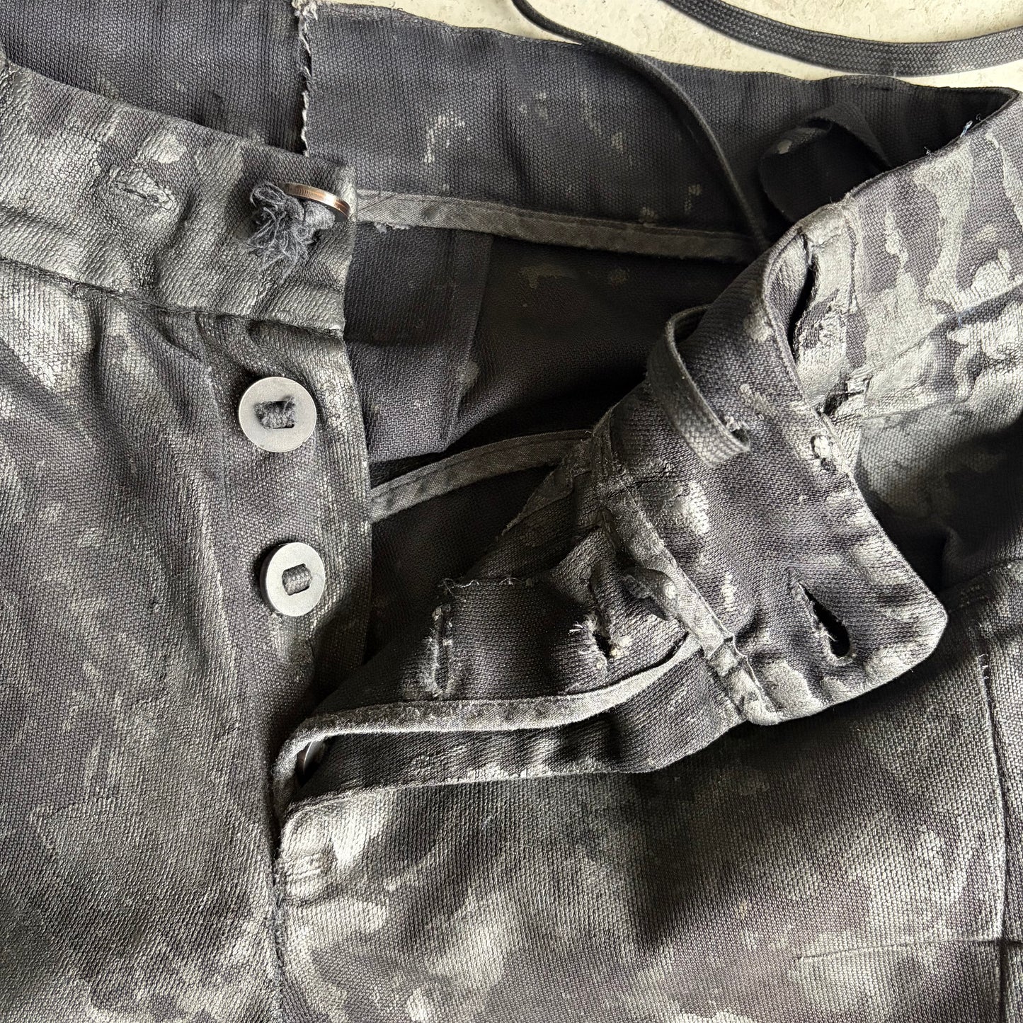 Boris Bidjan Saberi AW14 Cotton Black Object Dyed Waxed Bottoms (M)