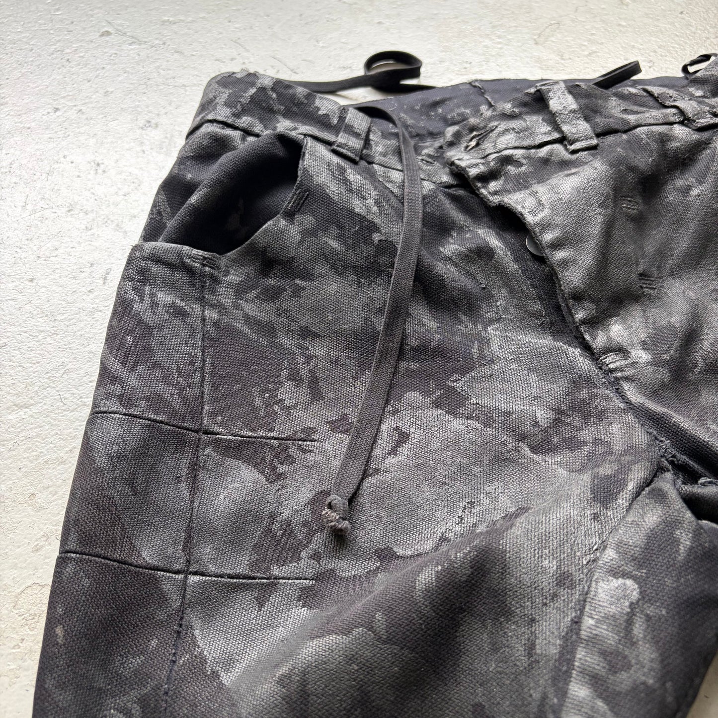 Boris Bidjan Saberi AW14 Cotton Black Object Dyed Waxed Bottoms (M)