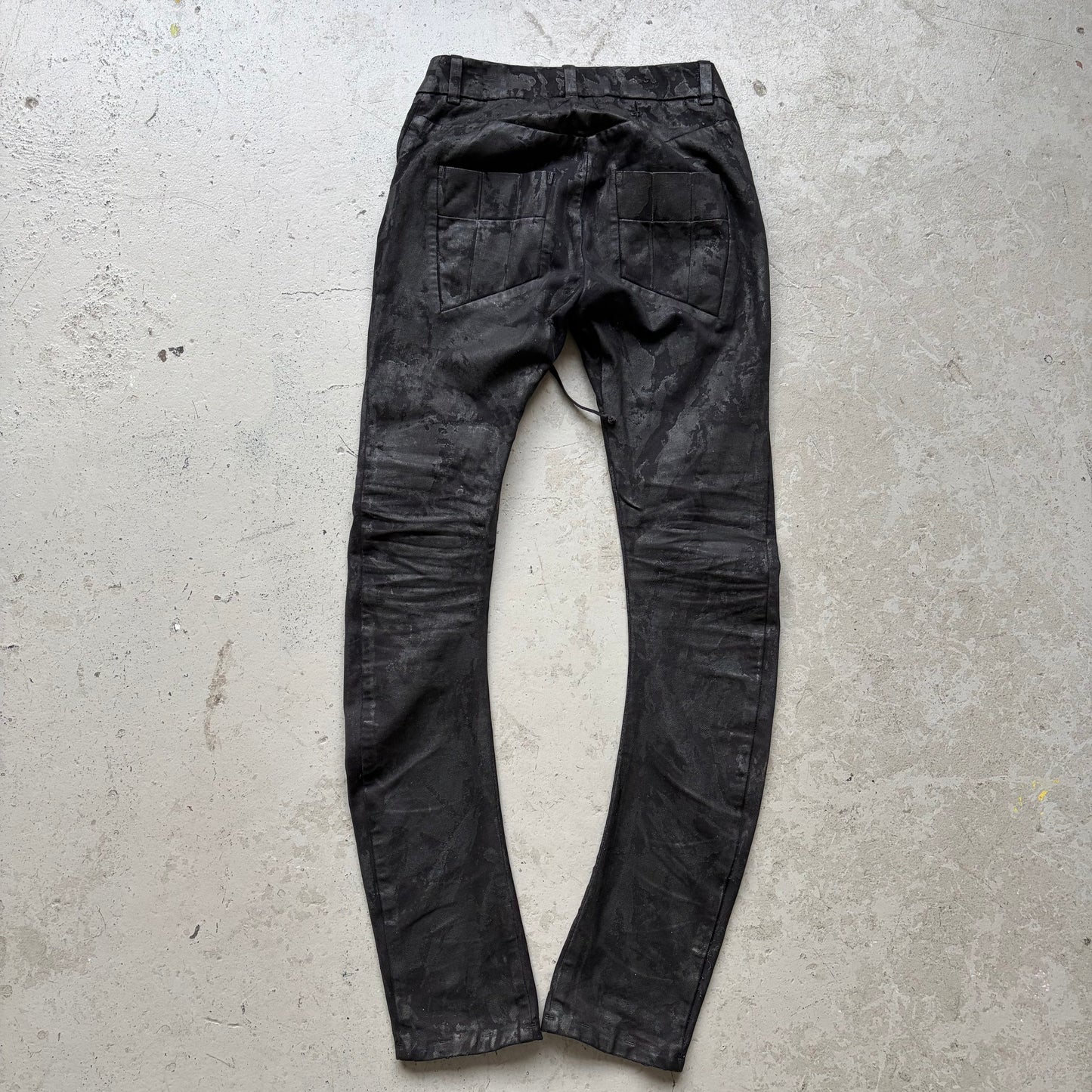 Boris Bidjan Saberi AW14 Cotton Black Object Dyed Waxed Bottoms (M)