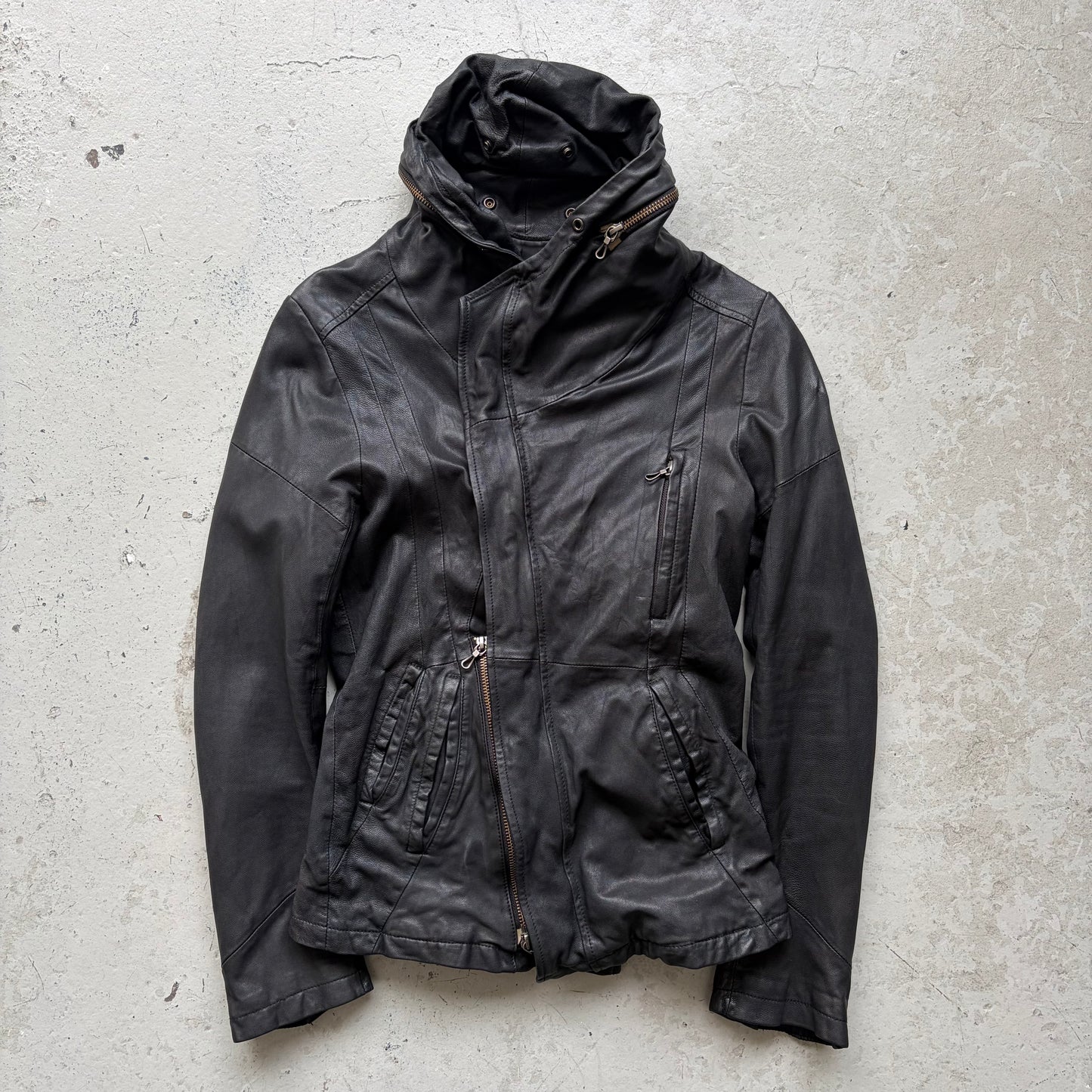 Tornado Mart Black Leather Dual Zip Jacket (M)