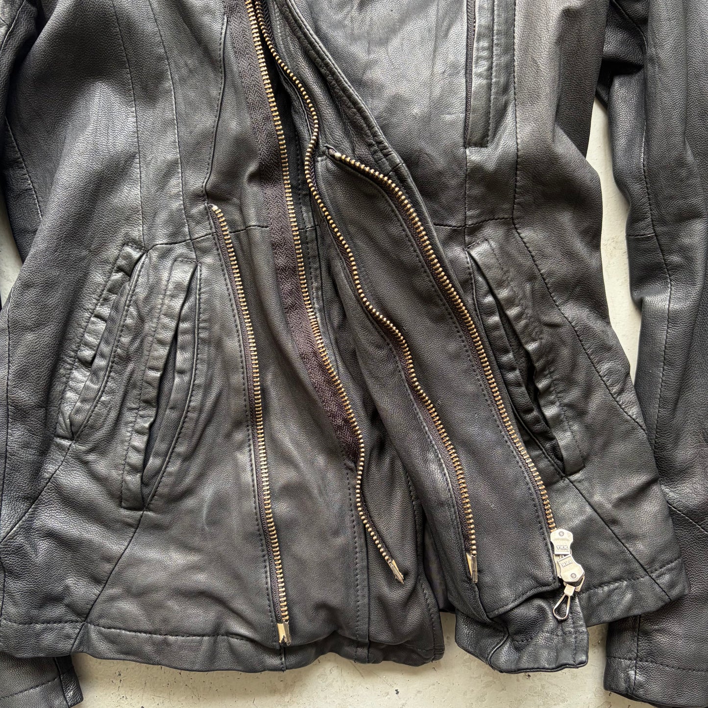 Tornado Mart Black Leather Dual Zip Jacket (M)