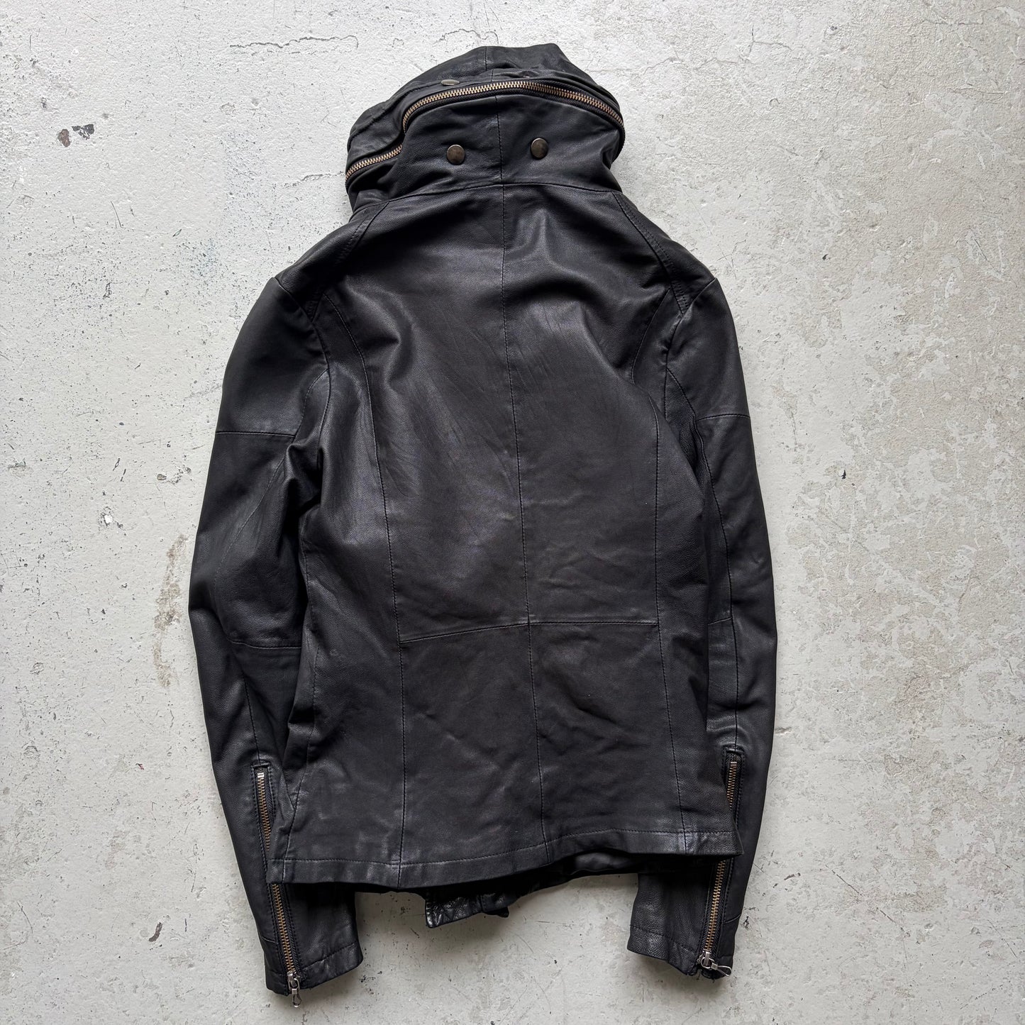 Tornado Mart Black Leather Dual Zip Jacket (M)