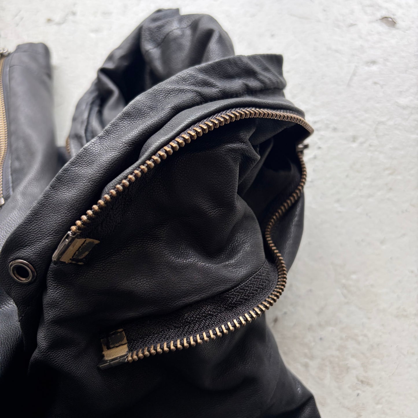 Tornado Mart Black Leather Dual Zip Jacket (M)