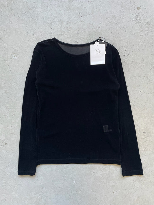Y's by Yohji Yamamoto Velour Black Long Sleeve (2)
