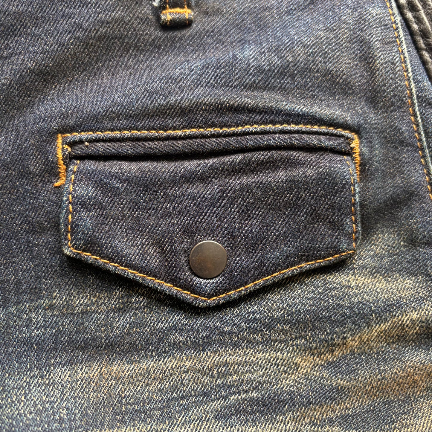 Isamu Katayama Blue Leather Panel Biker Denim (M)