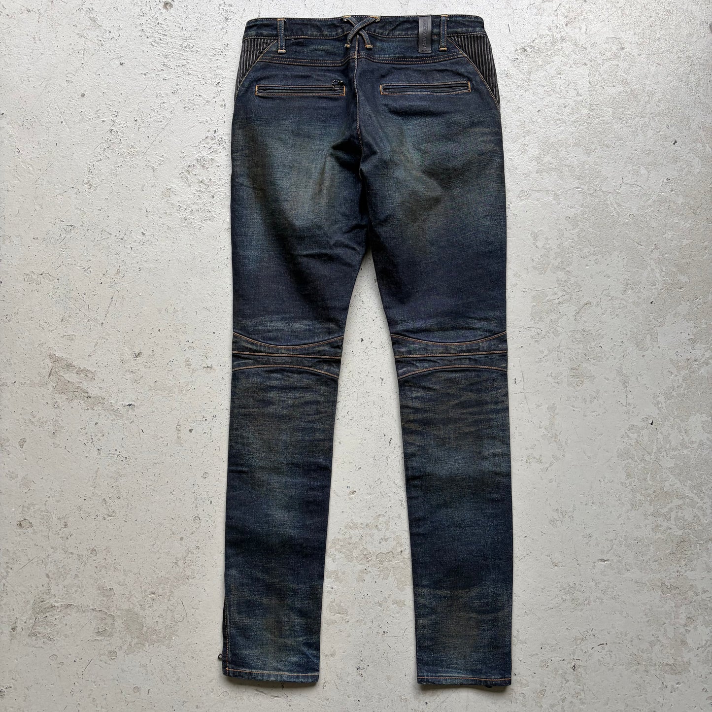 Isamu Katayama Blue Leather Panel Biker Denim (M)
