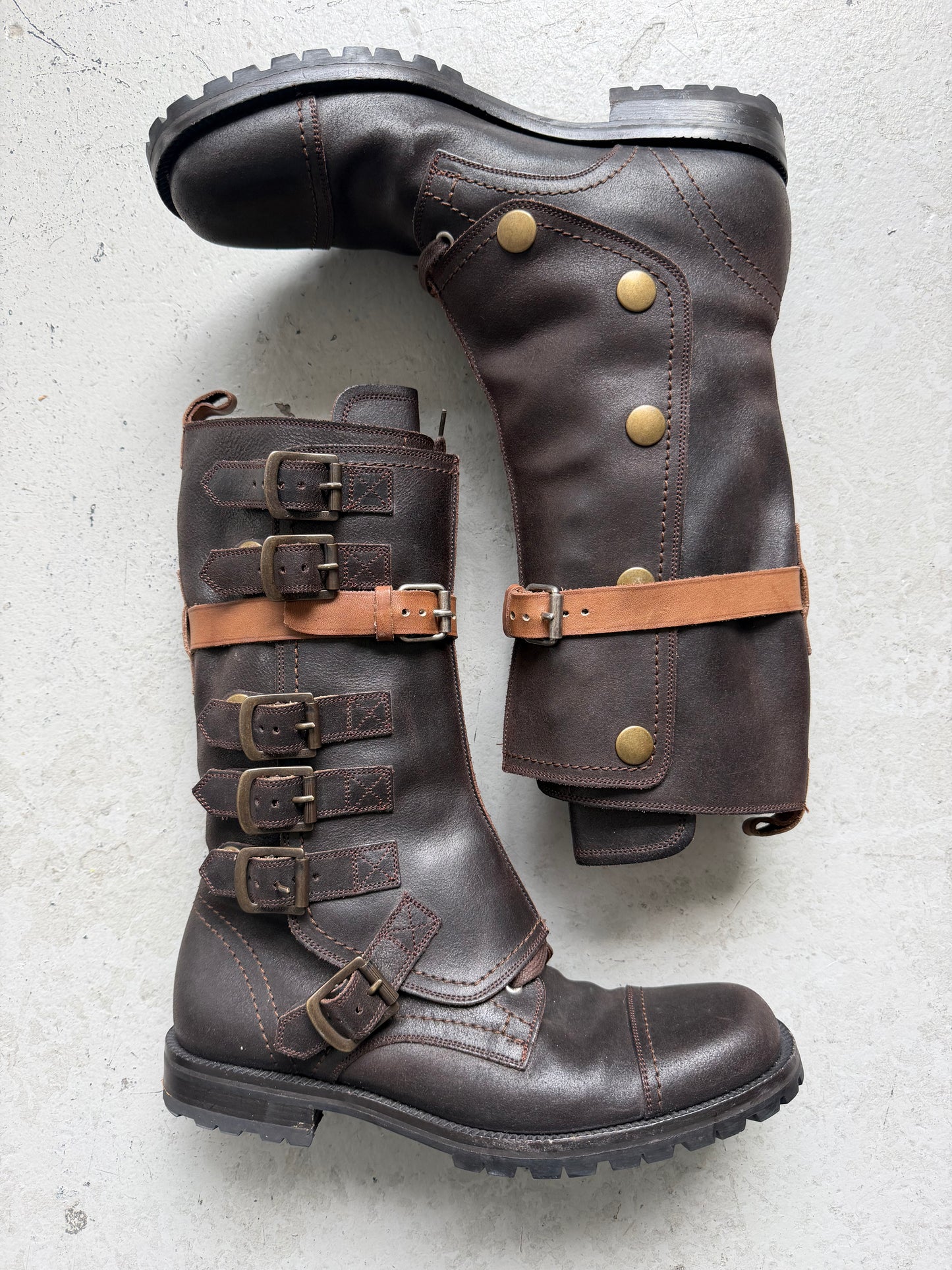 Dolce & Gabbana Brown Leather Belt Buckle Boots (8)
