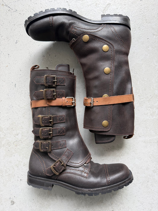Dolce & Gabbana Brown Leather Belt Buckle Boots (8)