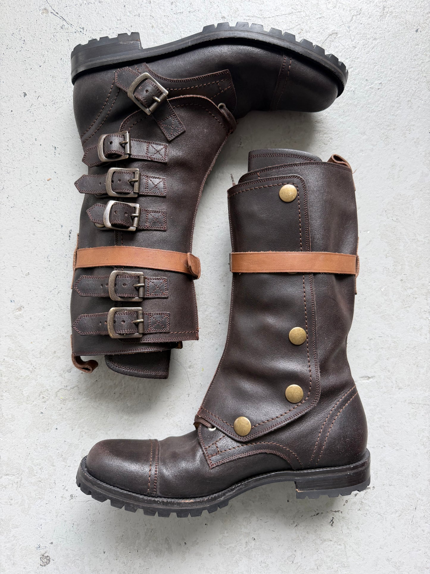 Dolce & Gabbana Brown Leather Belt Buckle Boots (8)
