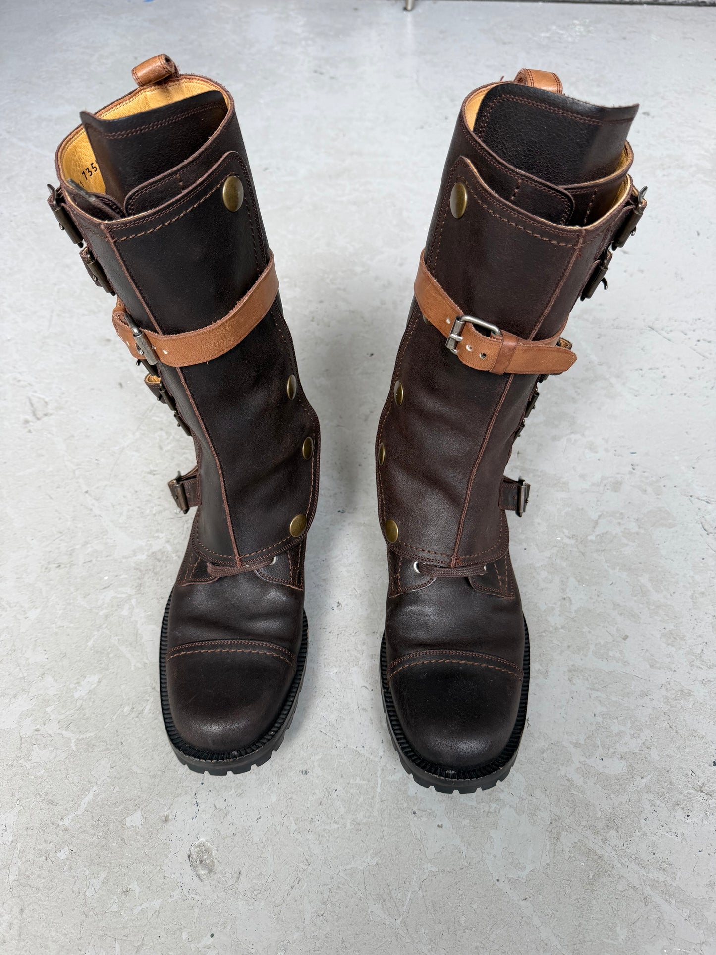 Dolce & Gabbana Brown Leather Belt Buckle Boots (8)