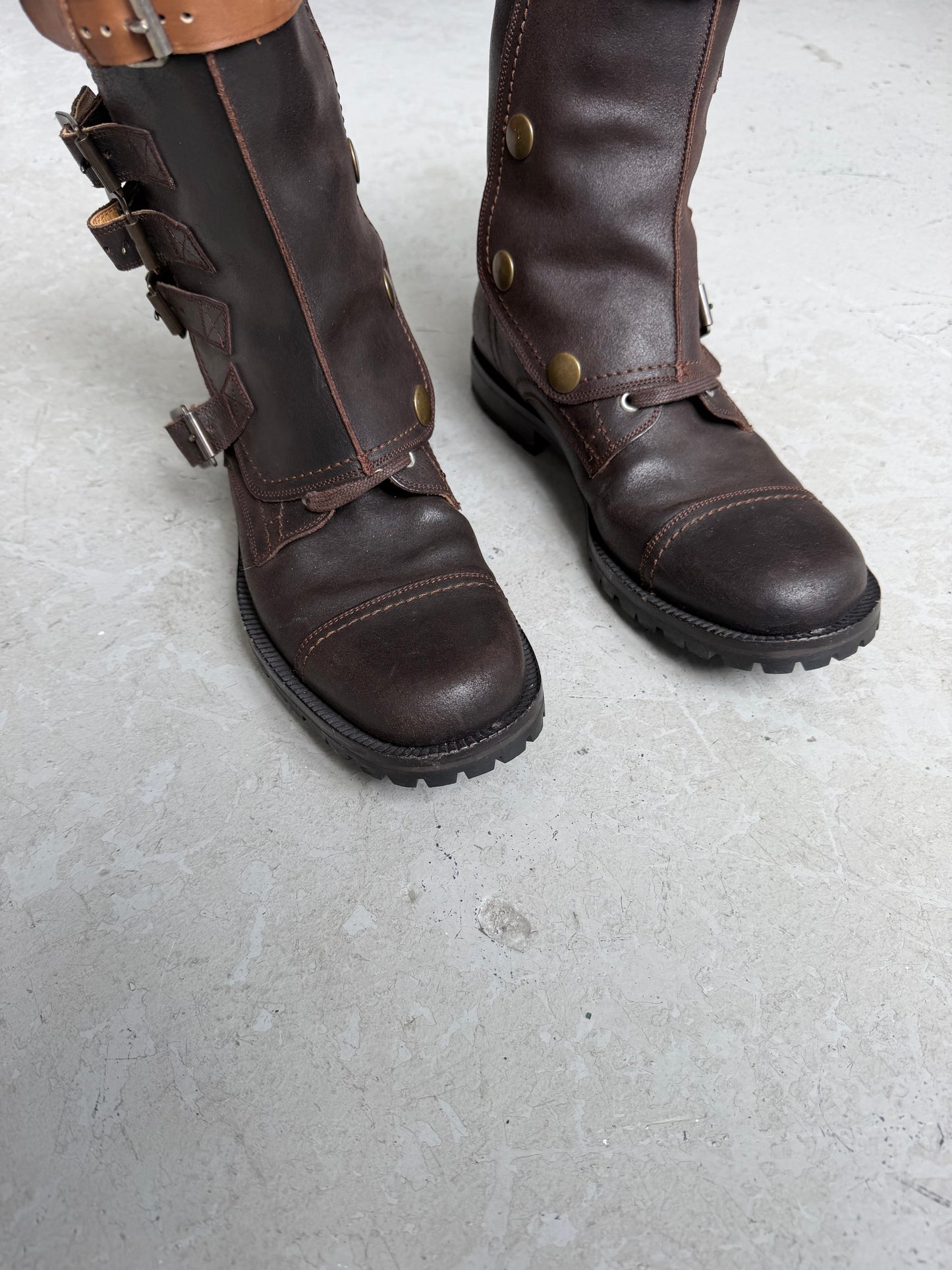 Dolce & Gabbana Brown Leather Belt Buckle Boots (8)
