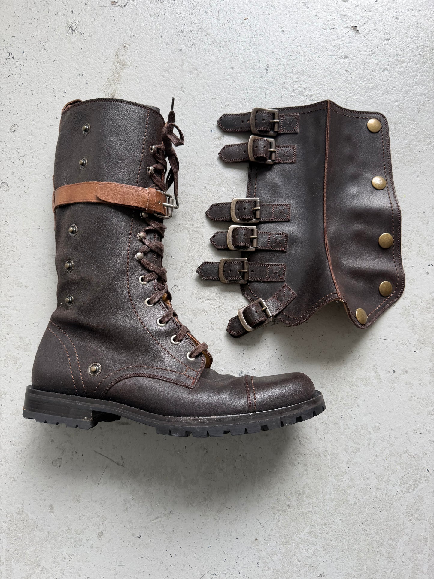 Dolce & Gabbana Brown Leather Belt Buckle Boots (8)