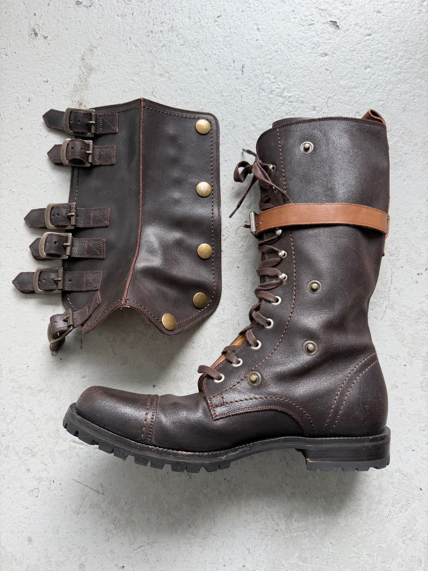 Dolce & Gabbana Brown Leather Belt Buckle Boots (8)