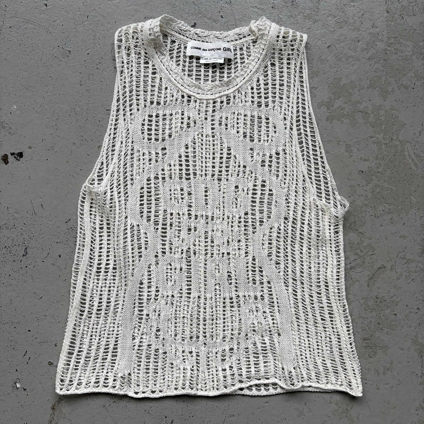 Comme Des Garcons GIRL White Crochette Tank Top (M)