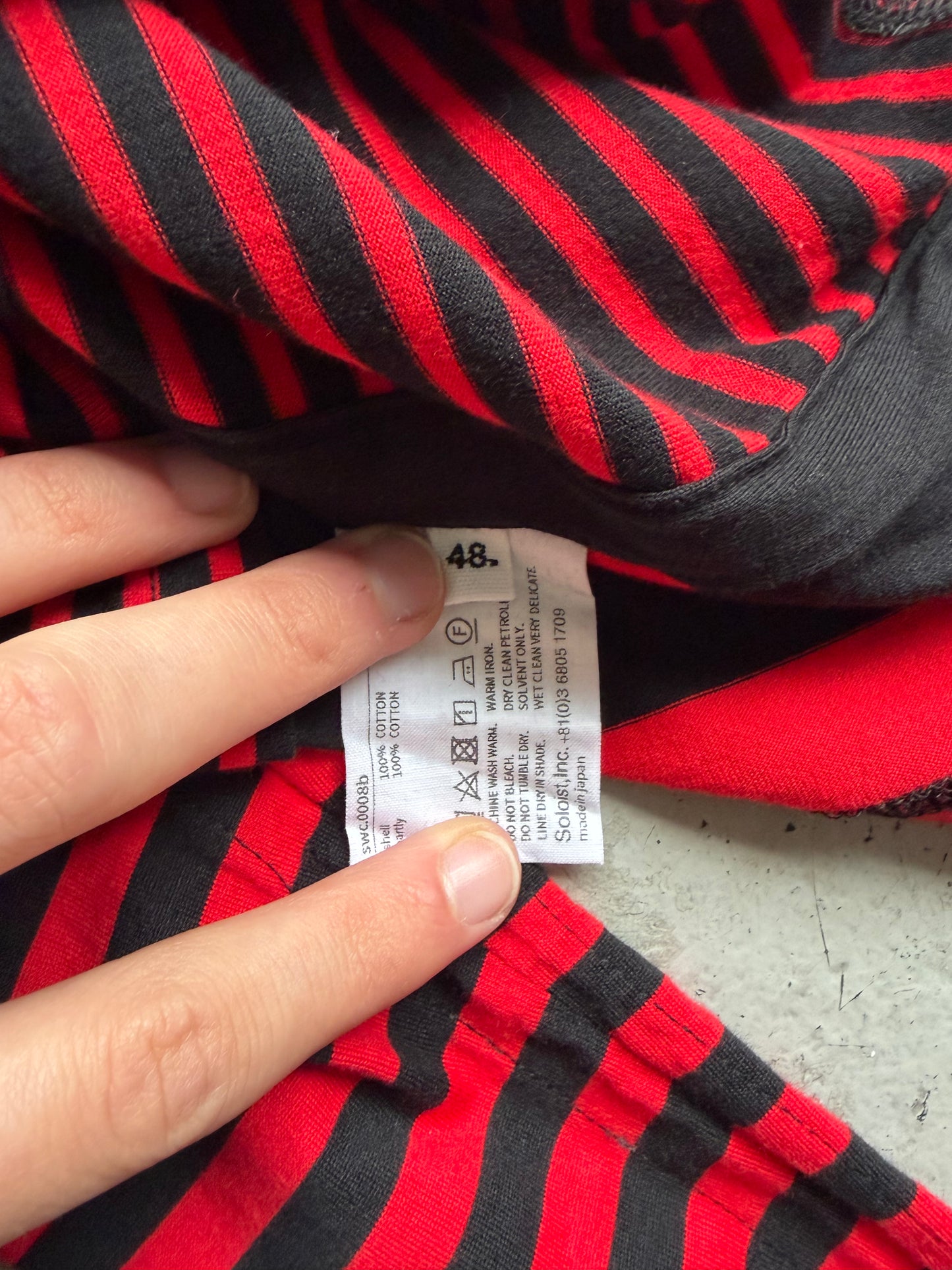 Takahiro Miyashita The Soloist Red & Black Striped Long Sleeve Shirt (48)