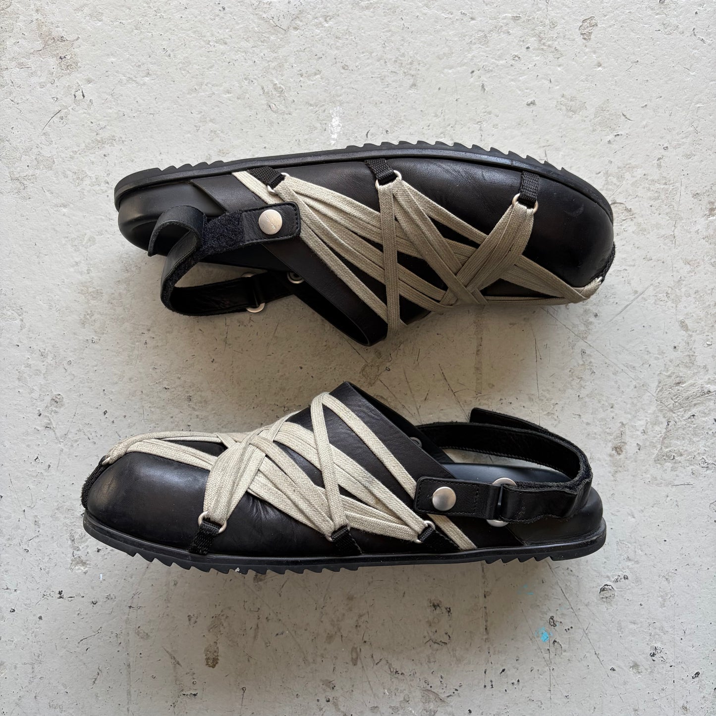 Rick Owens Black Megalaced Mule Granola (45)