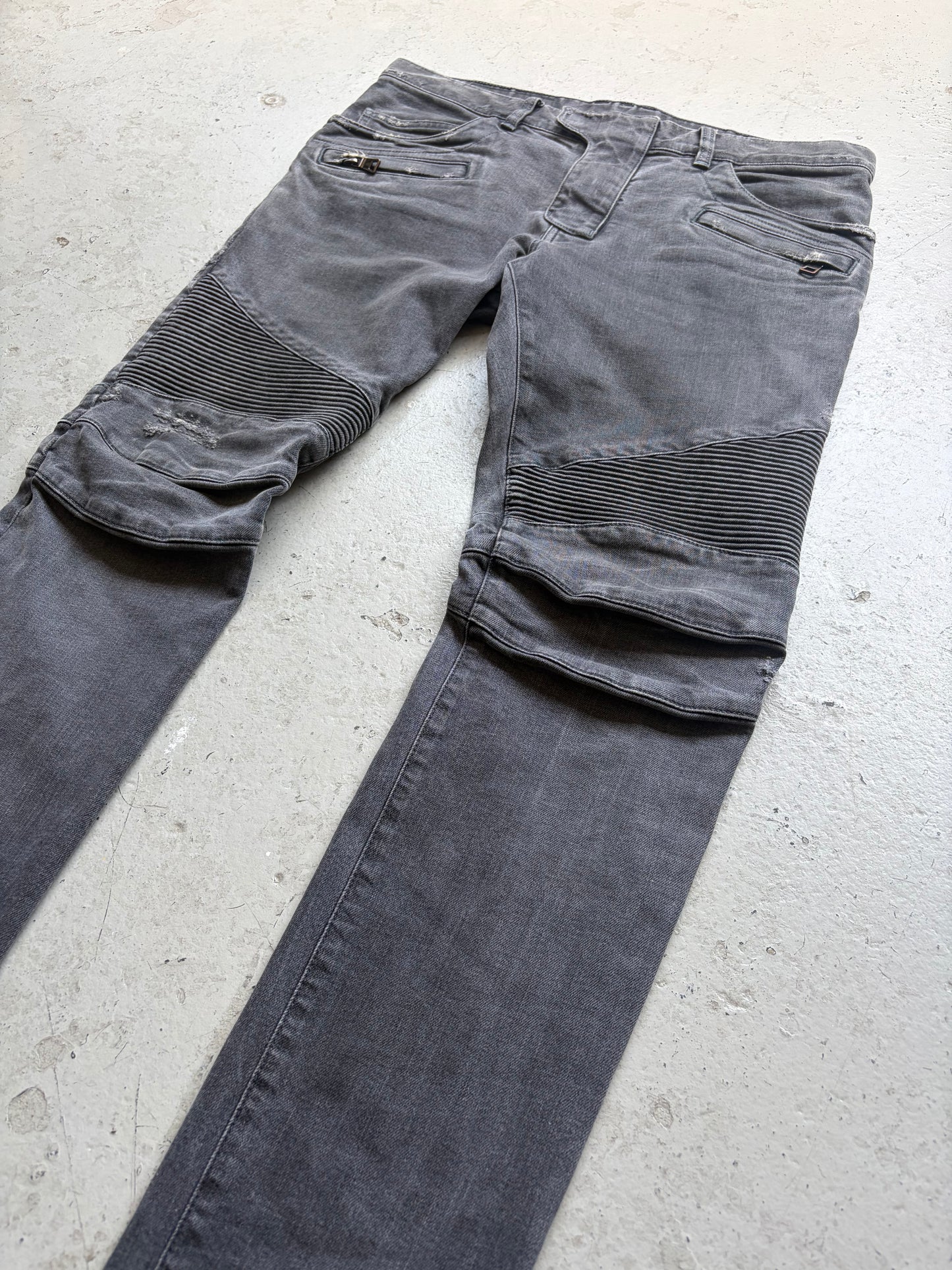 Balmain FW16 Dark Grey Biker Jeans (33)