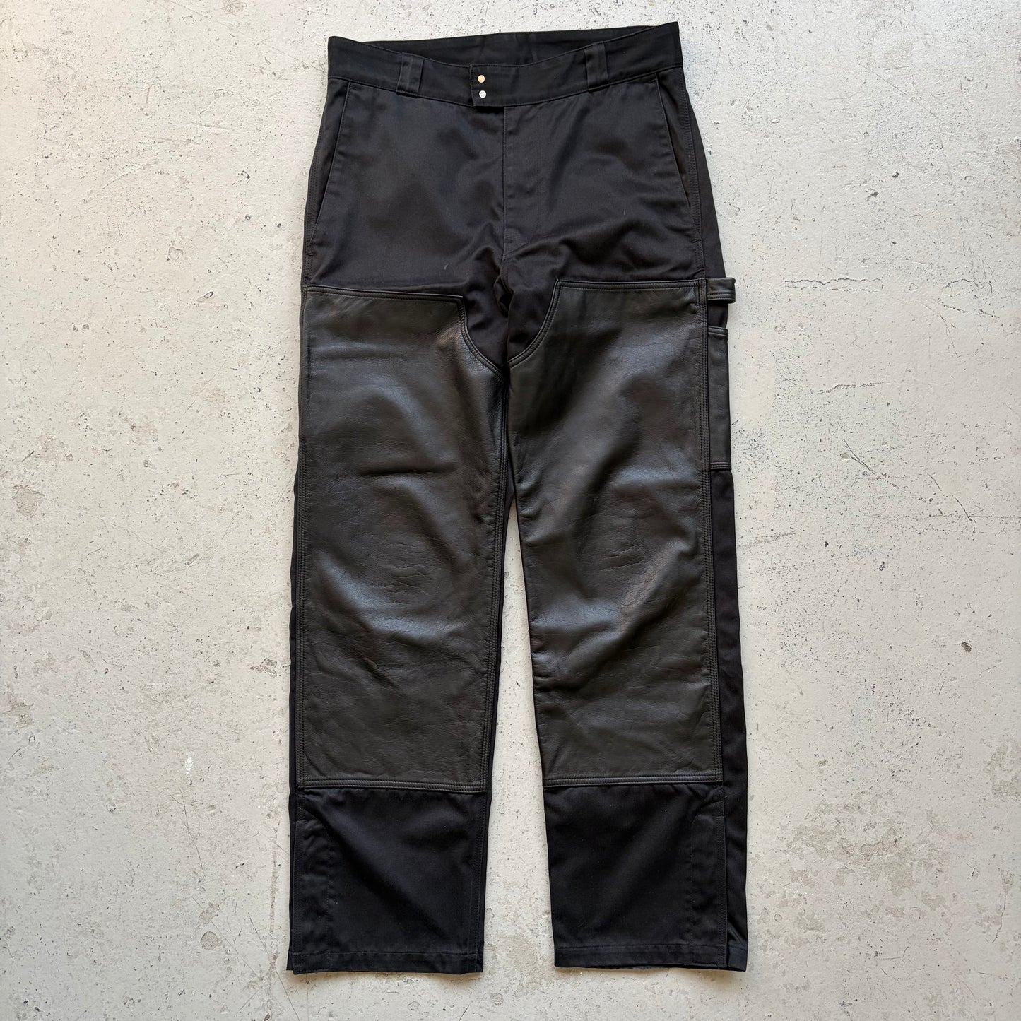 Vuja De Black Double Knee Leather Carpenter Pants  (M)