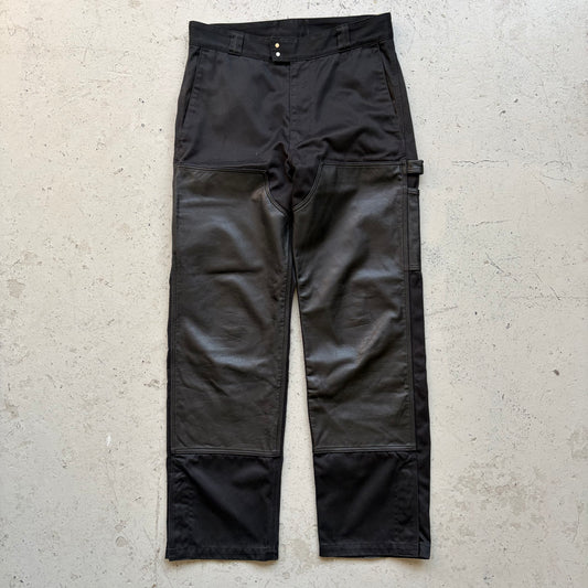 Vuja De Black Double Knee Leather Carpenter Pants  (M)