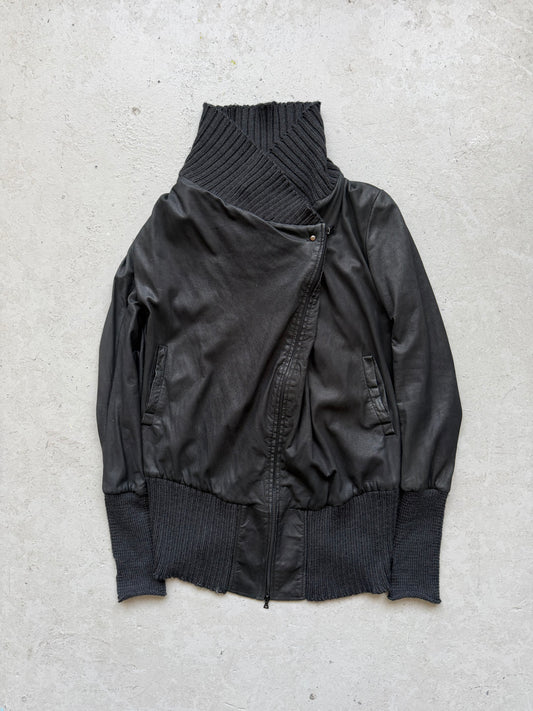 Isaac Sellam 2000's Asymmetrical Deerskin Leather Jacket (38)
