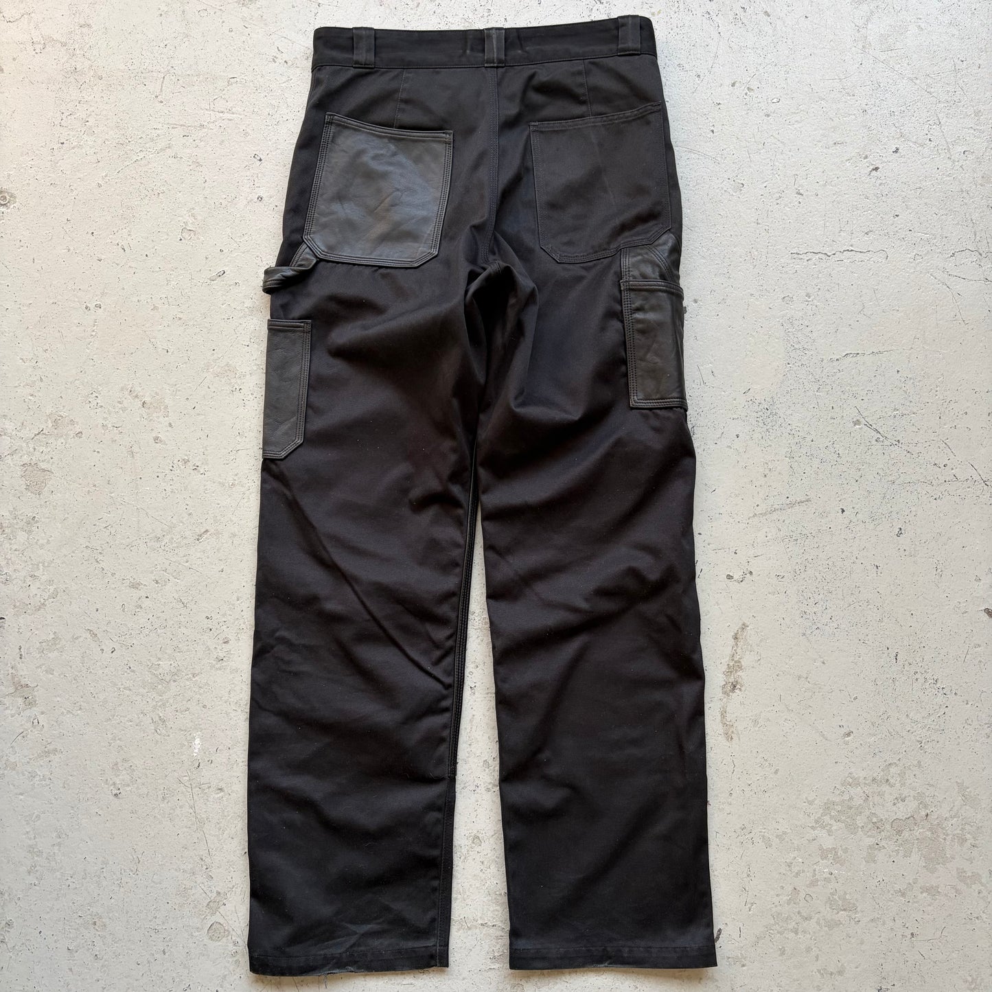 Vuja De Black Double Knee Leather Carpenter Pants  (M)