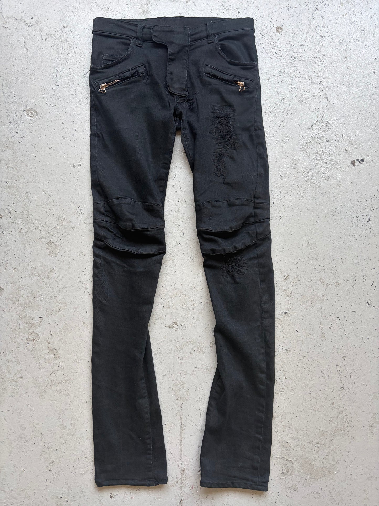 Balmain Decarnin Black Biker Jeans  (30)