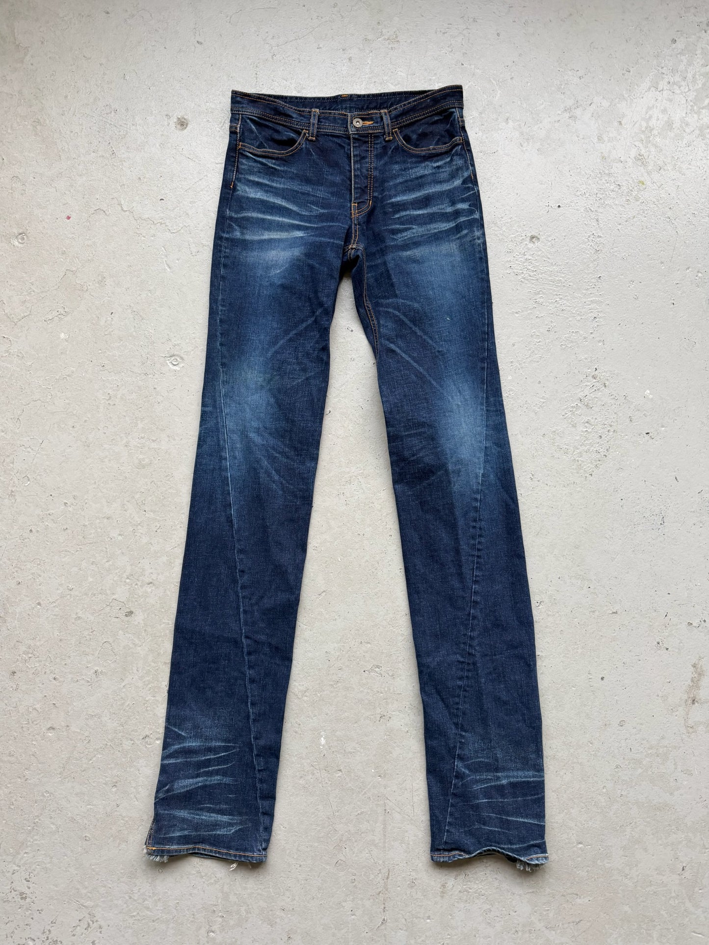 Rip Van Winkle Blue Wash Zipper Flare Denim (4)