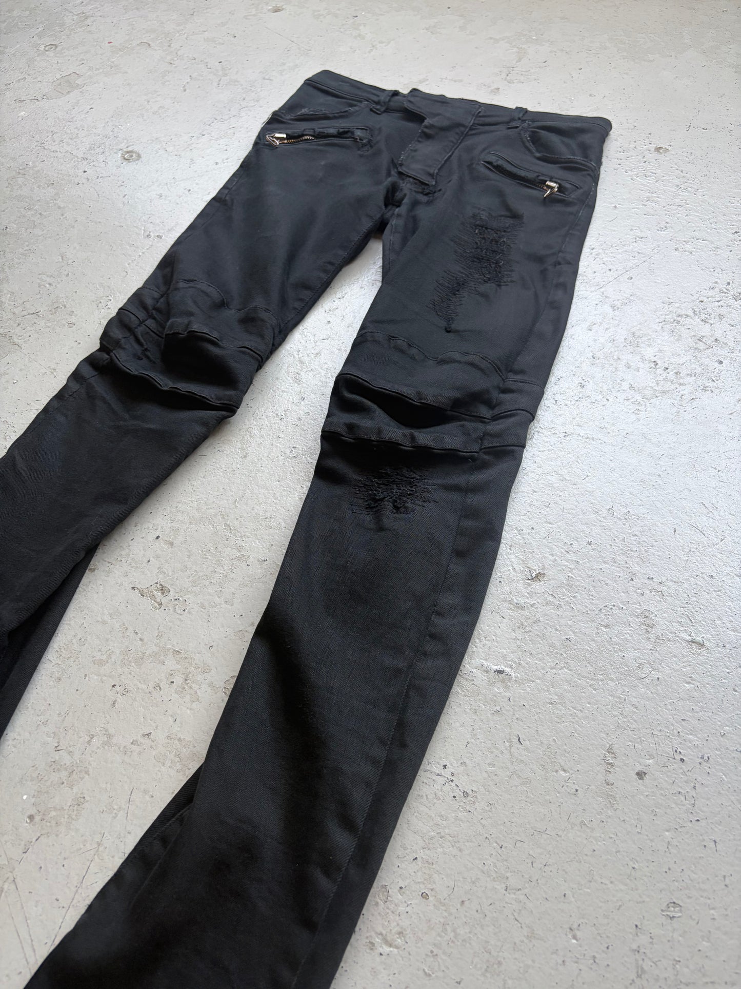 Balmain Decarnin Black Biker Jeans  (30)
