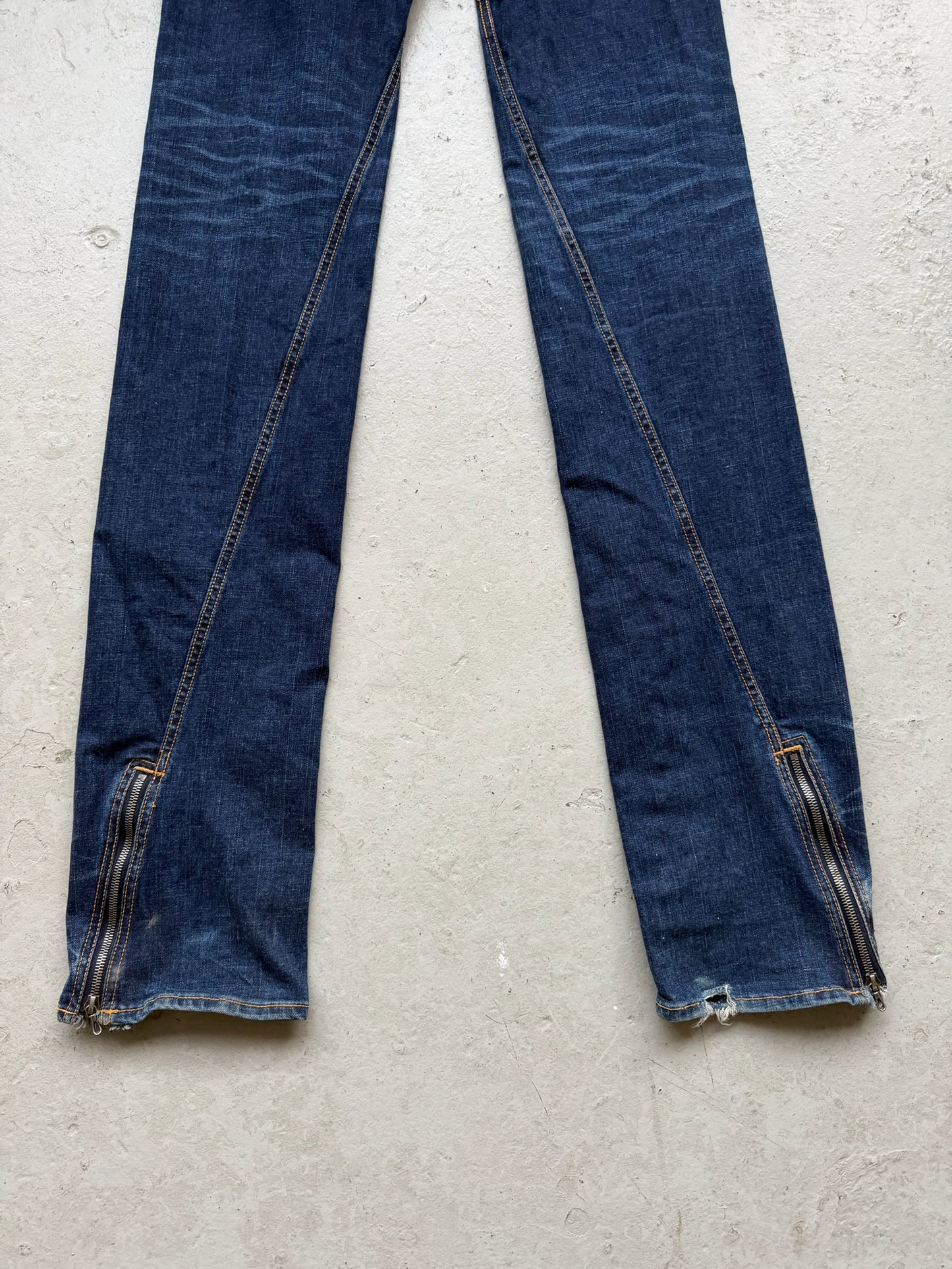 Rip Van Winkle Blue Wash Zipper Flare Denim (4)
