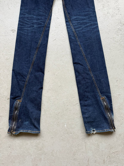 Rip Van Winkle Blue Wash Zipper Flare Denim (4)