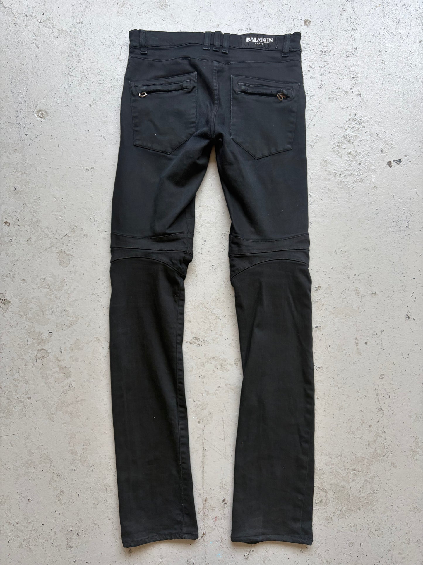Balmain Decarnin Black Biker Jeans  (30)