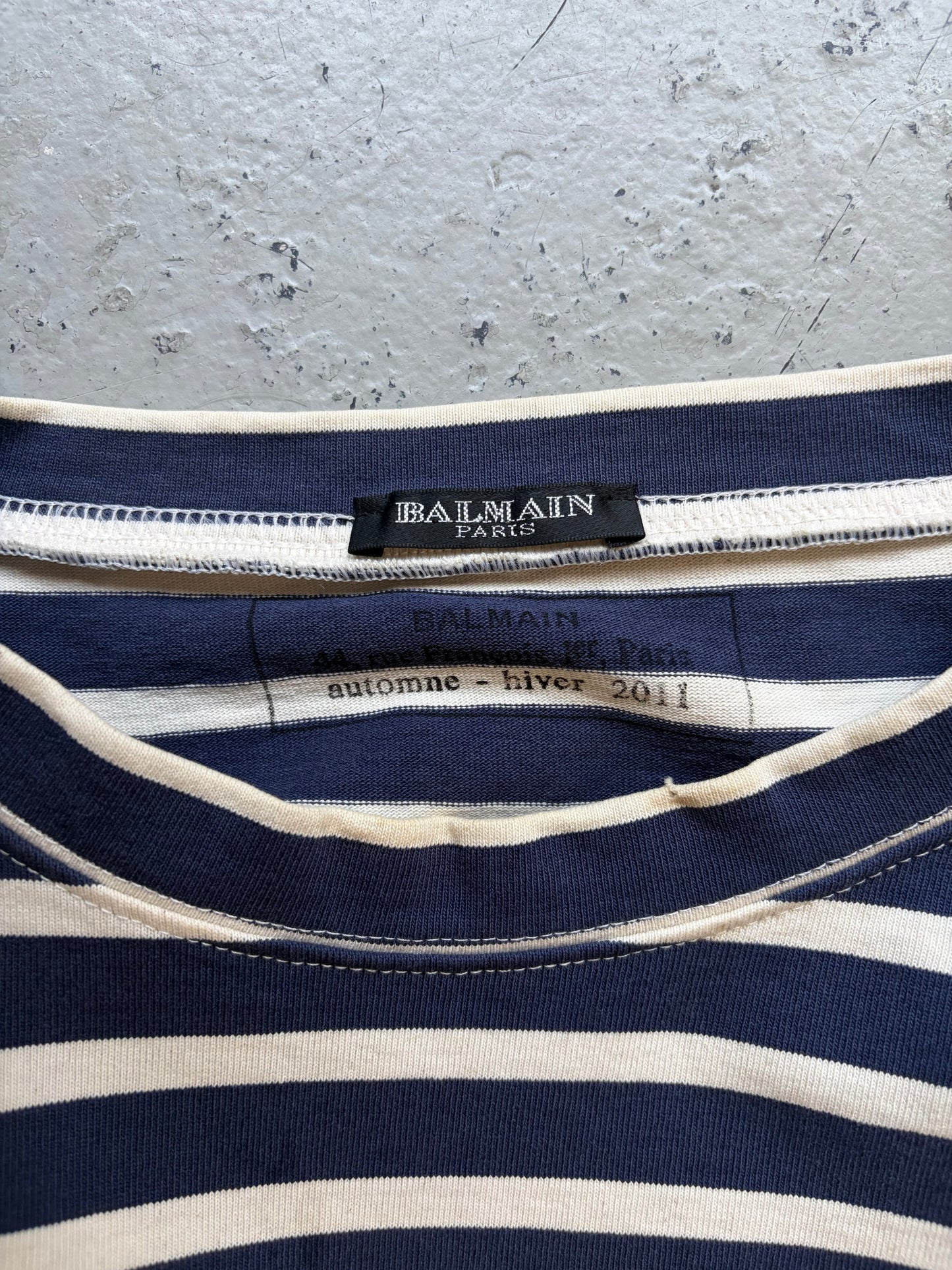 Balmain FW11 Striped Shotgun Long Sleeve  (M)