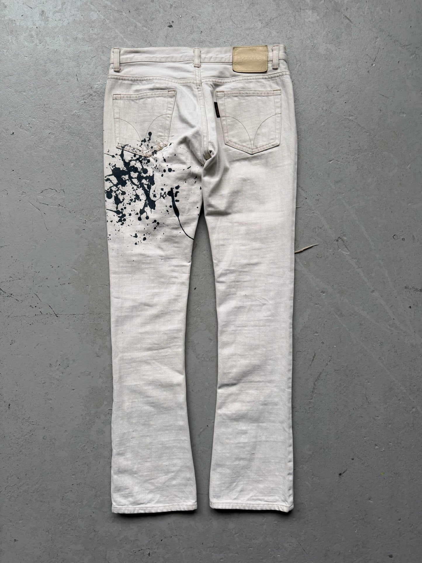 Hysteric Glamour Hysterics Distressed Paint Splatter White Denim (S)