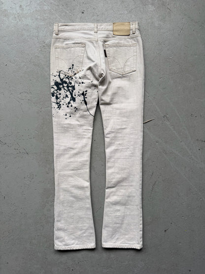 Hysteric Glamour Hysterics Distressed Paint Splatter White Denim (S)