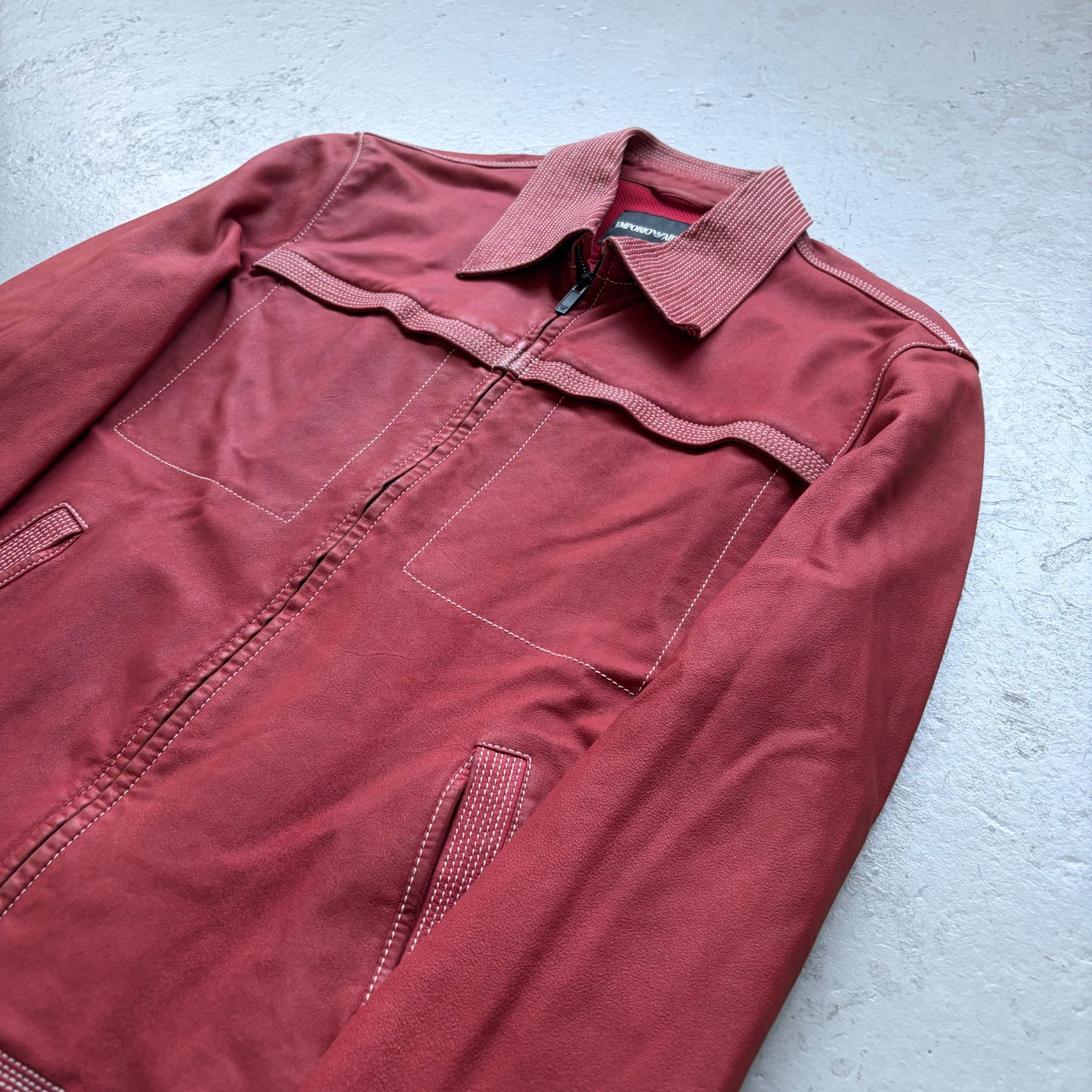 Emporio Armani 2006 Red Leather Jacket (50)