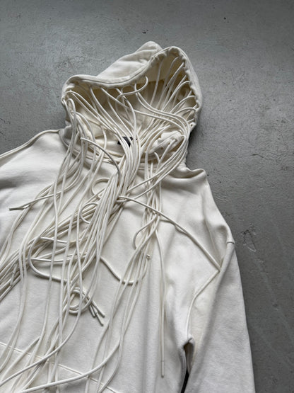 Post Archive Faction Left White Hoodie With Drawstrings (M)