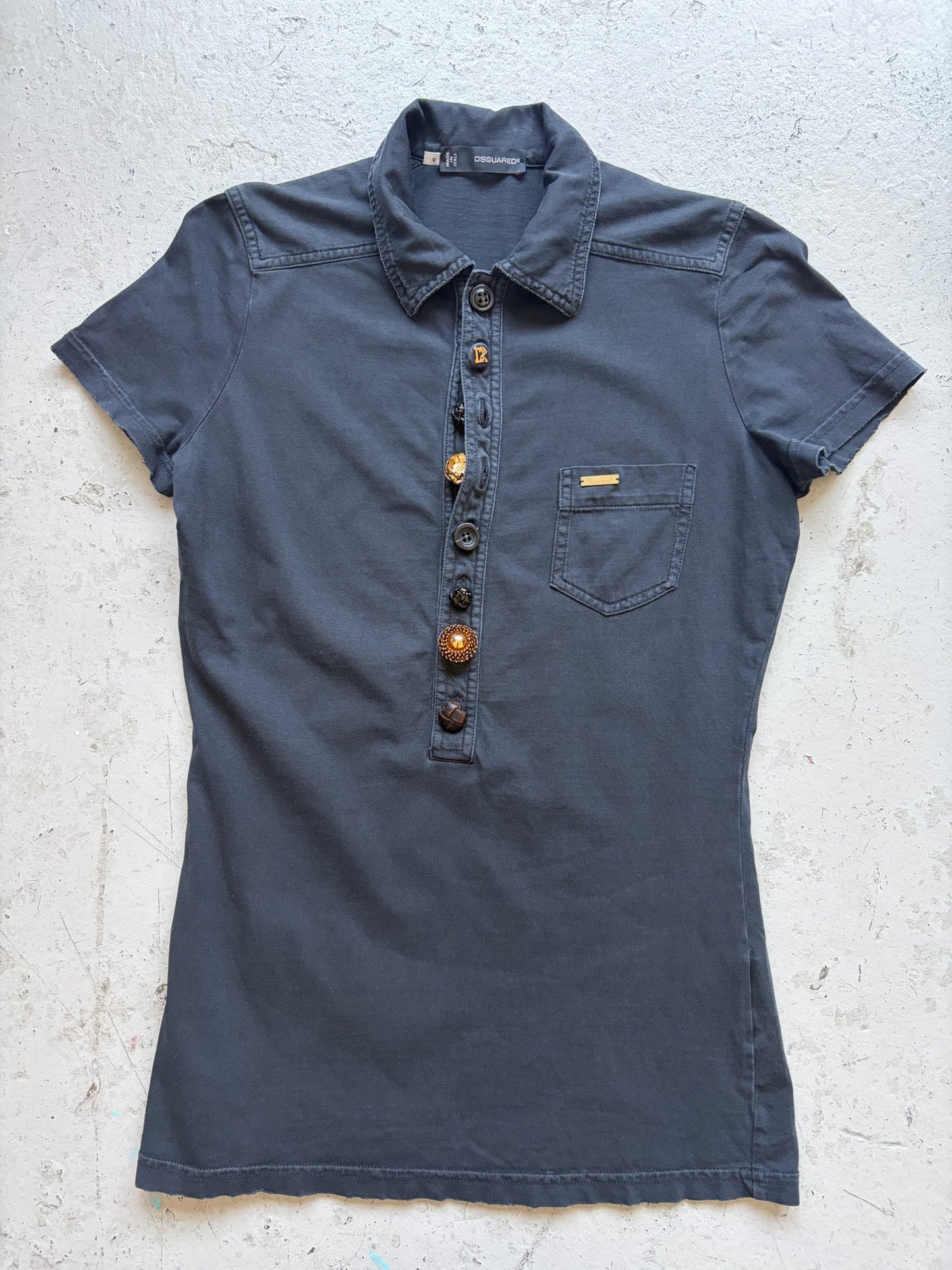 Dsquared2 Black Button Up Short Sleve Shirt (M)