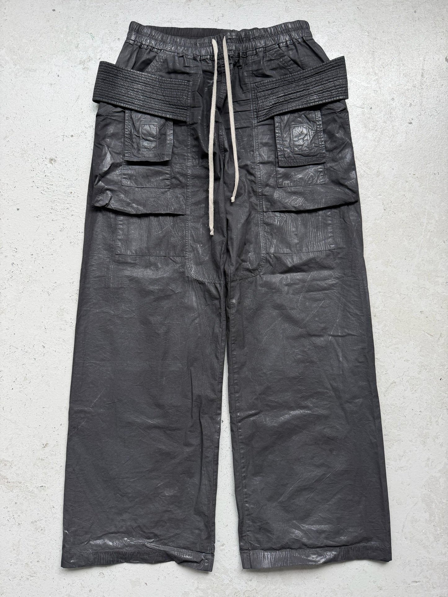 Rick Owens DRKSHDW Waxed Cotton Creatch Cargo Pants (XL)